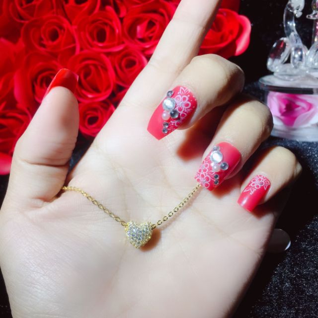 Dây chuyền tim đá bạc mạ vàng