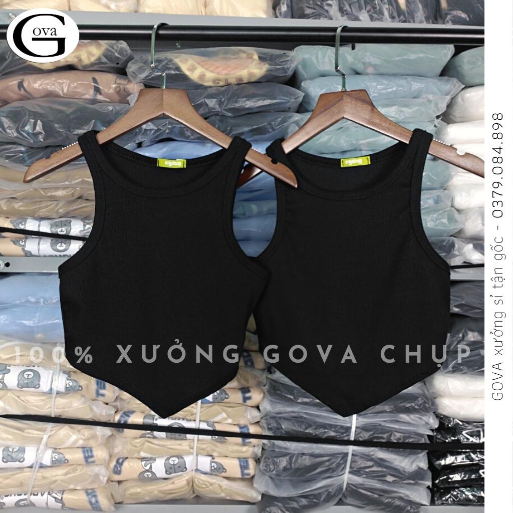 Áo Croptop Ba Lỗ Nữ Vạt Nhọn Ôm BODY Chất Thun Gân Mềm Mát GOVA