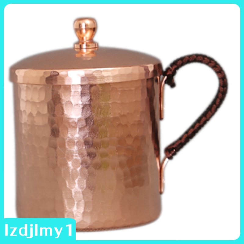 Hammered Moscow Mule Copper Mug with Lid - Solid Copper Handcrafted Copper Mug