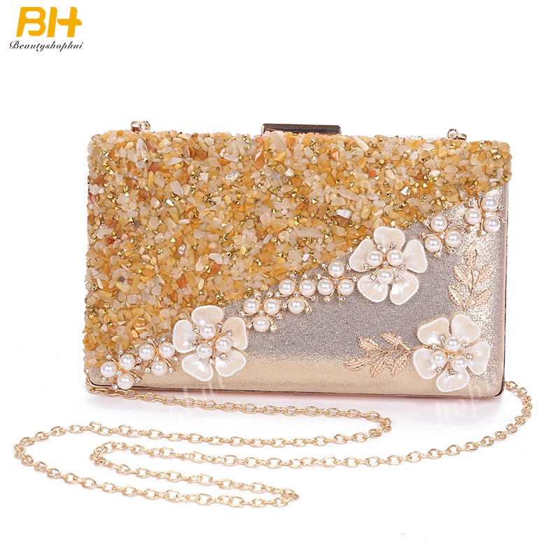 Ví Dự Tiệc Cầm Tay Đính Đá Lấp Lánh Phong Cách Âu Mỹ Mới