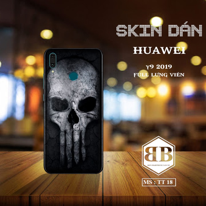 Bộ Skin Dán 3M Huawei Y9 2019 dán full lưng viền dùng thay ốp lưng điện thoại hình tử thần sống động