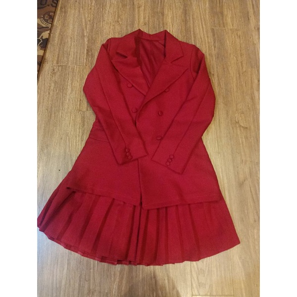 Set vest - chân váy xếp li