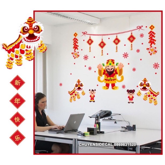 Decal dán Tết - Thần Tài Mới Chúc Xuân