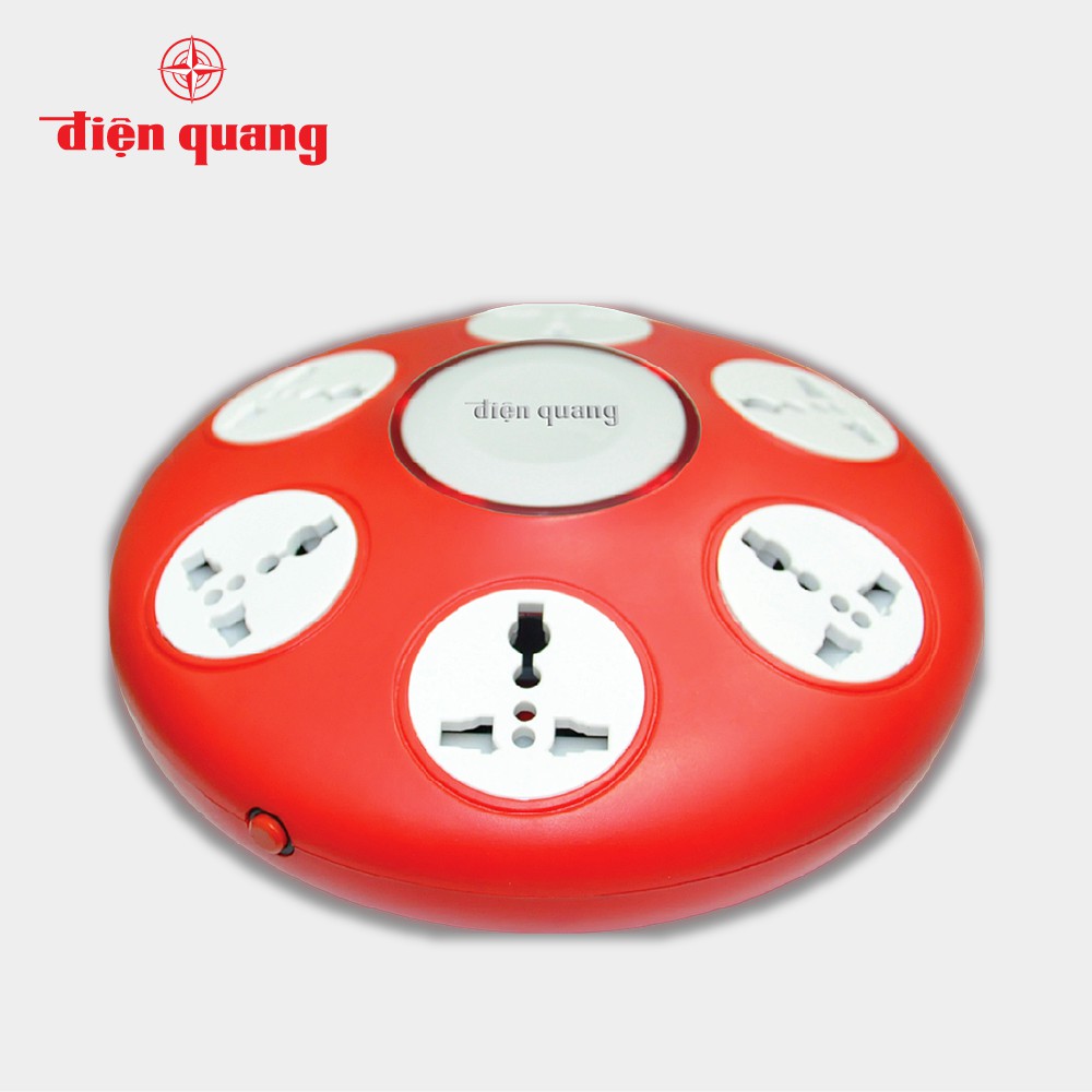 Ổ cắm điện tròn, 6 lỗ đa năng, dây 5m, kiểu dáng đĩa bay, UFO, hàng cao cấp Điện Quang, BH 12 tháng