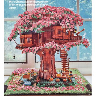 đồ chơi giáo dục Lắp Ráp mô hình MOC  7000 pcs ngôi nhà trên cây mùa hoa nở  Flower Tree House