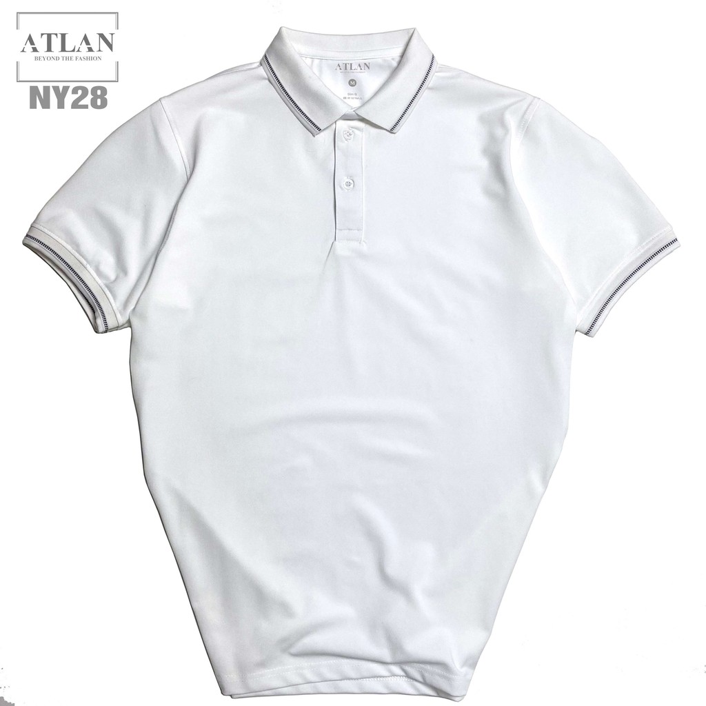 Áo Ngắn Tay Nam 💖 𝘍𝘳𝘦𝘦𝘴𝘩𝘪𝘱 💖 Áo Polo Trắng Phối Bo Dệt Chéo Đen - NY28