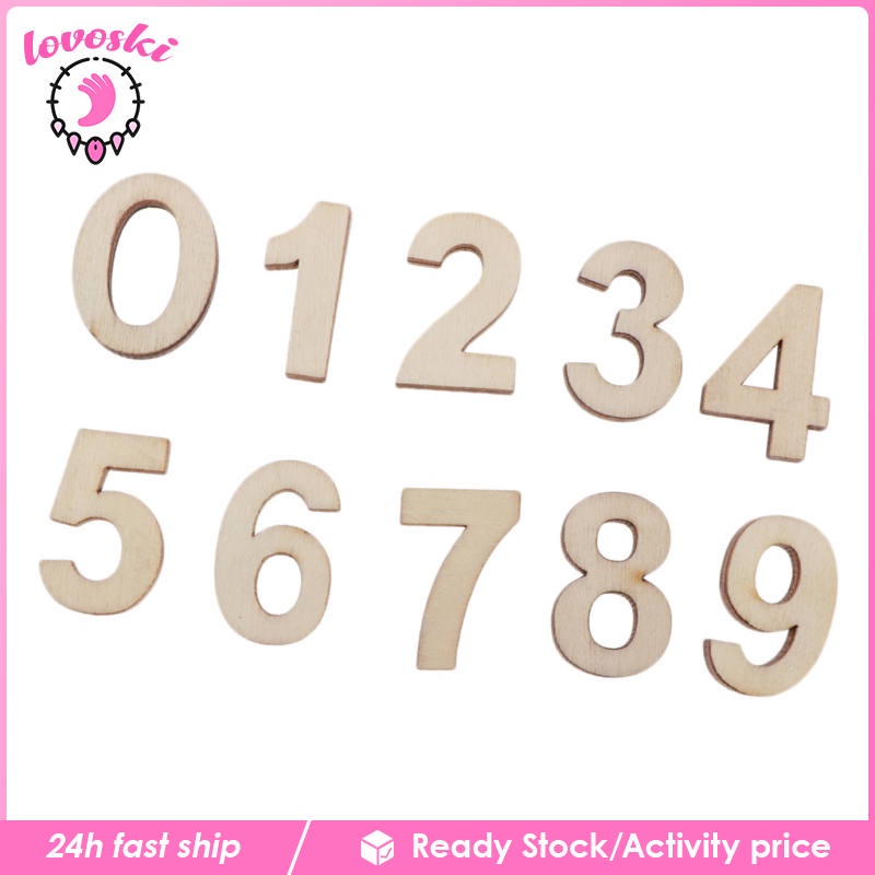 Set 50 Thẻ Chữ Số 0-9 Bằng Gỗ Trang Trí Nghệ Thuật DIY
