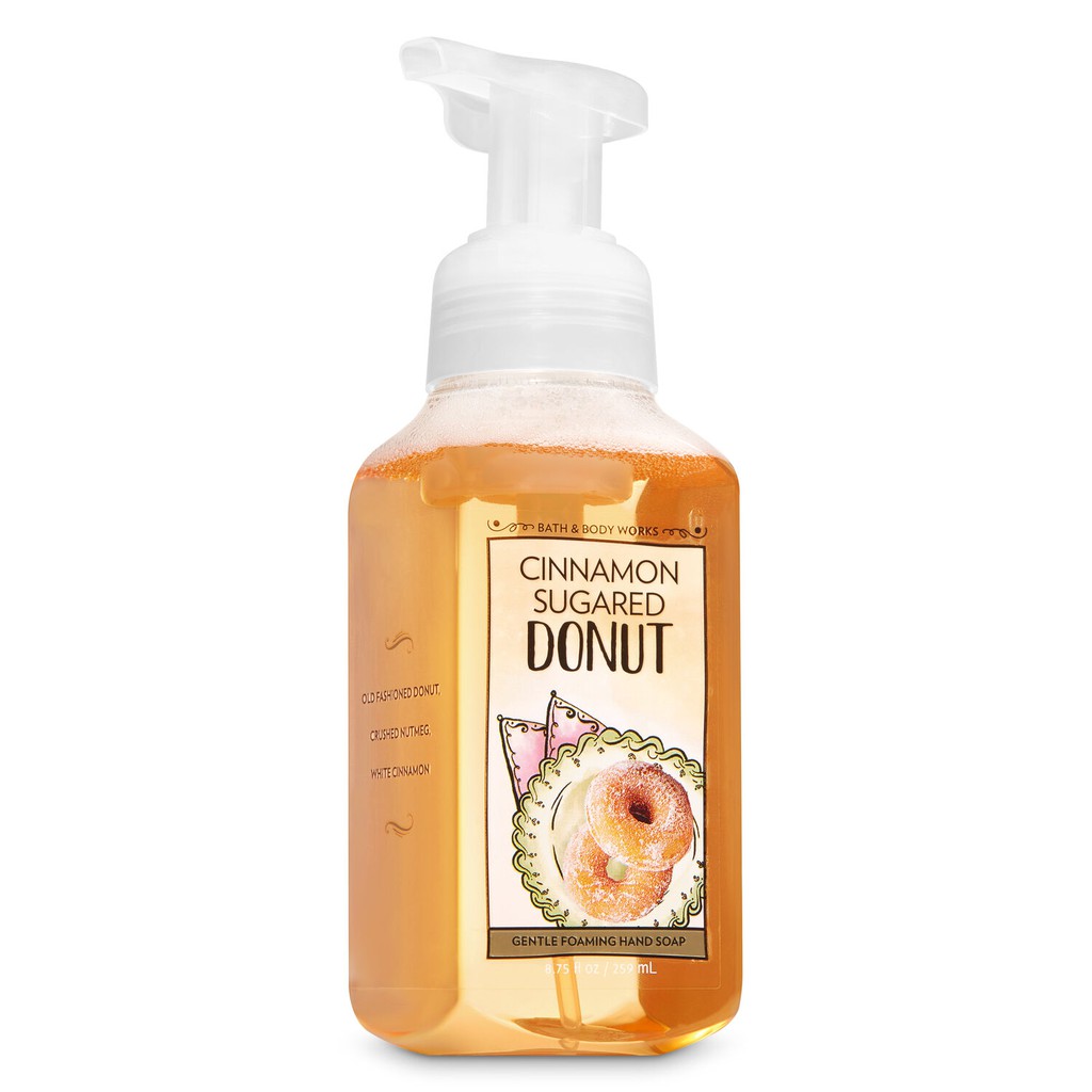 Xà phòng bọt rửa tay diệt khuẩn Bath &amp; Body Works Gentle Foaming Hand Soap Cinnamon Sugared Donut 259ml (Mỹ)