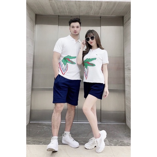 Bộ thể thao hè bộ đồ đôi nam nữ LST logo cá sấu chất cotton cam kết hàng chuẩn đẹp