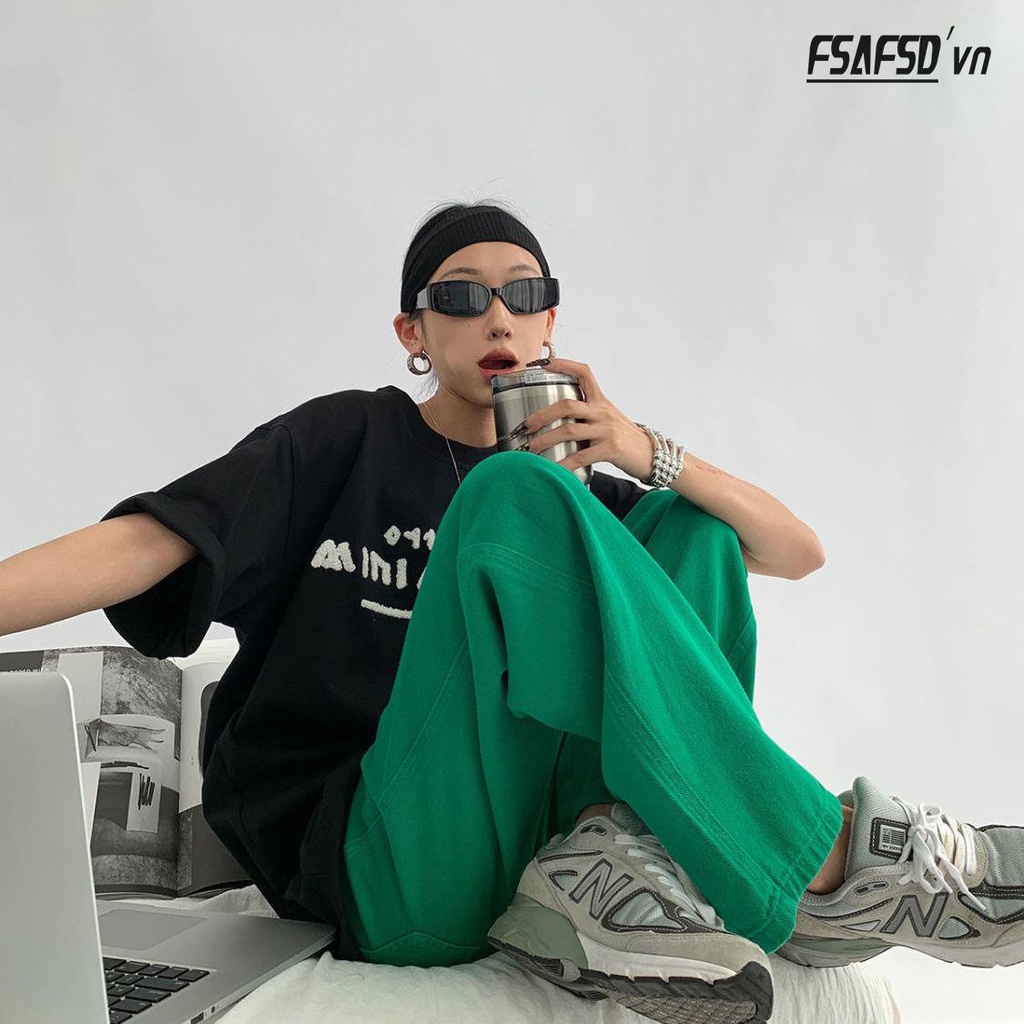 Quần Jean Ống Rộng Màu Xanh Lá Phong Cách Âu Mỹ Thời Trang Mới 2022 Dành Cho Bạn Nữ