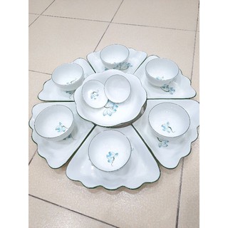 Bộ bát đĩa hoa mặt trời sứ Bát Tràng.