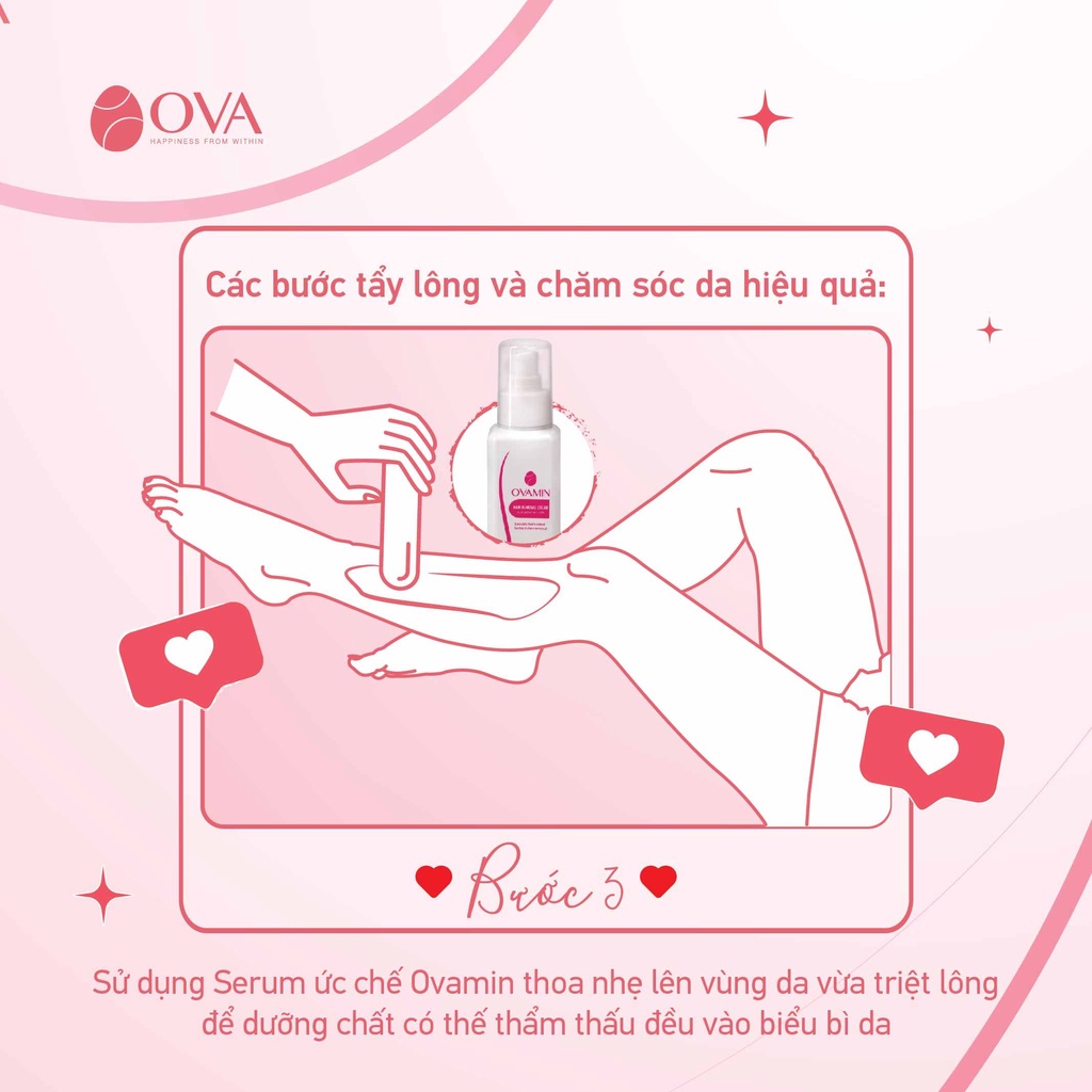 Kem Tẩy Lông OVAMIN, triệt lông nách, bikini, ria mép, an toàn cho da