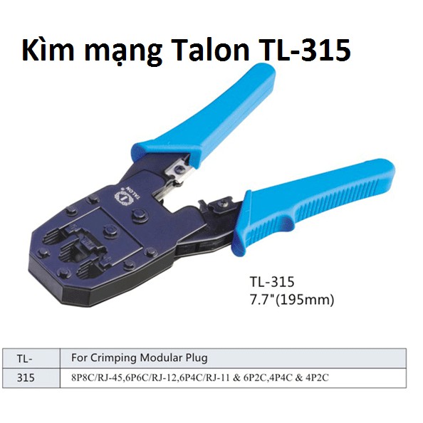 Kìm mạng Talon TL-315, Tool Krone, Hộp 100 RJ45, Vòng đánh số dây mạng