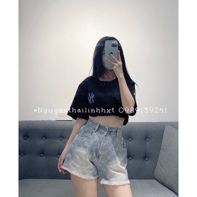 Quần short jean Ny monogram