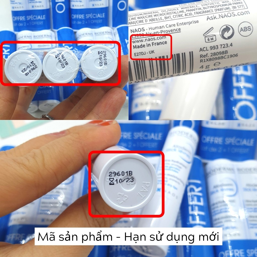 Son Dưỡng Không Màu BIODERMA Atoderm Levres Stick Hydratant NAO+ Làm Hồng Mềm Môi ( 4g )