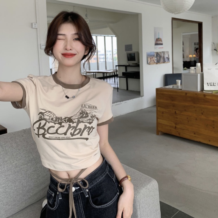Áo Thun Ngắn Tay Dáng Ôm Phong Cách Âu Mỹ Cổ Điển Thời Trang Mùa Hè Dành Cho Nữ