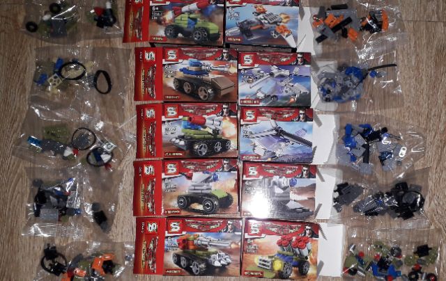 Sét 10 hộp lắp ráp Lego_Báo Động đỏ 1244 có 10 xe và máy bay các loại bằng nhựa ABS