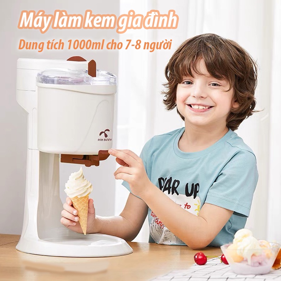 Máy làm kem tươi trái cây mini tại nhà 1000ml cho gia đình 7-8 người hiệu Pink Bunny
