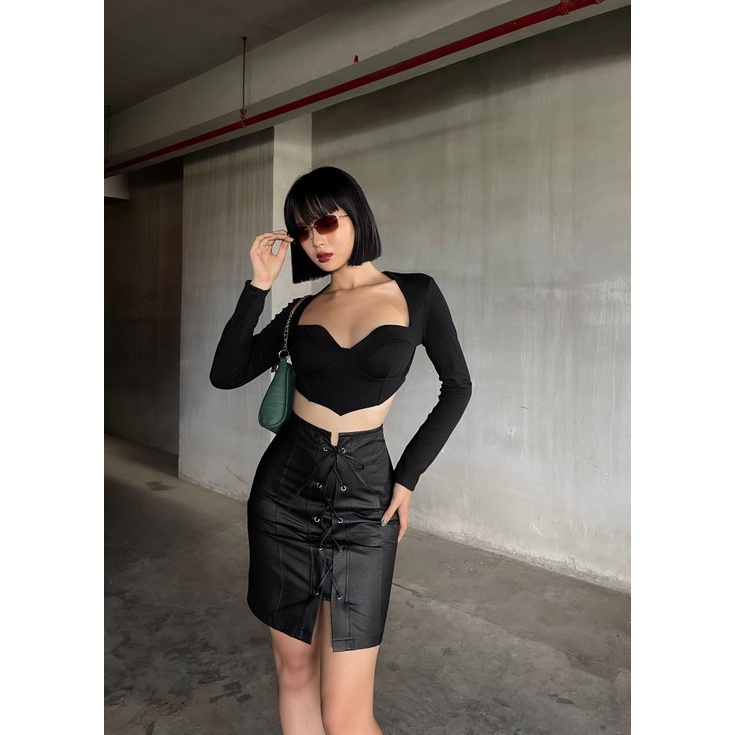 Chân váy da lucie - leather skirt - chân váy 02