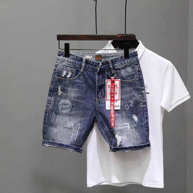 Quần jeans lửng rách gối thời trang dành cho nam