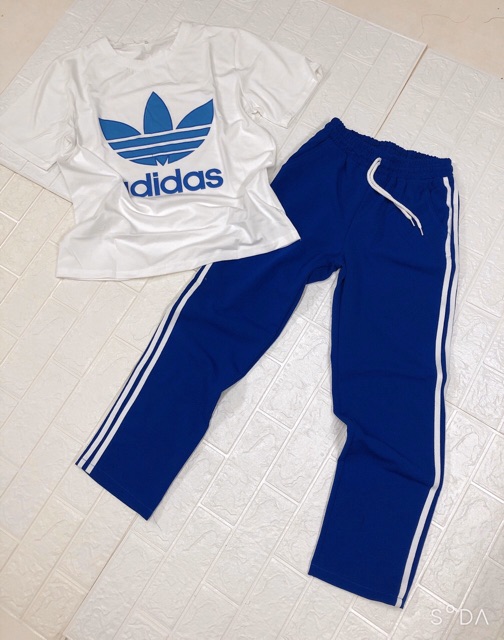 bộ thể thao in chữ d.a áo cộc quần dài phối sọc | BigBuy360 - bigbuy360.vn