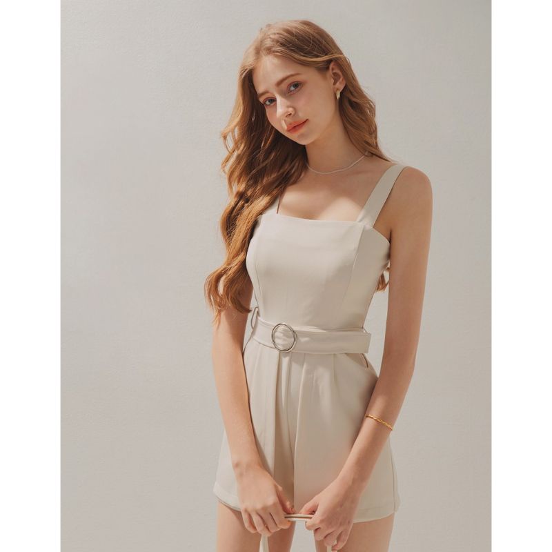 Jumpsuit Air Space màu be thắt eo