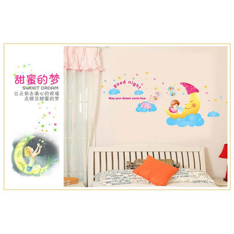 Decal Dán Tường Chúc Bé Ngủ Ngon Khổ 60*90cm