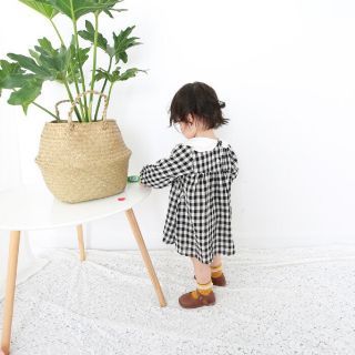 Váy sọc caro cổ bèo cho bé