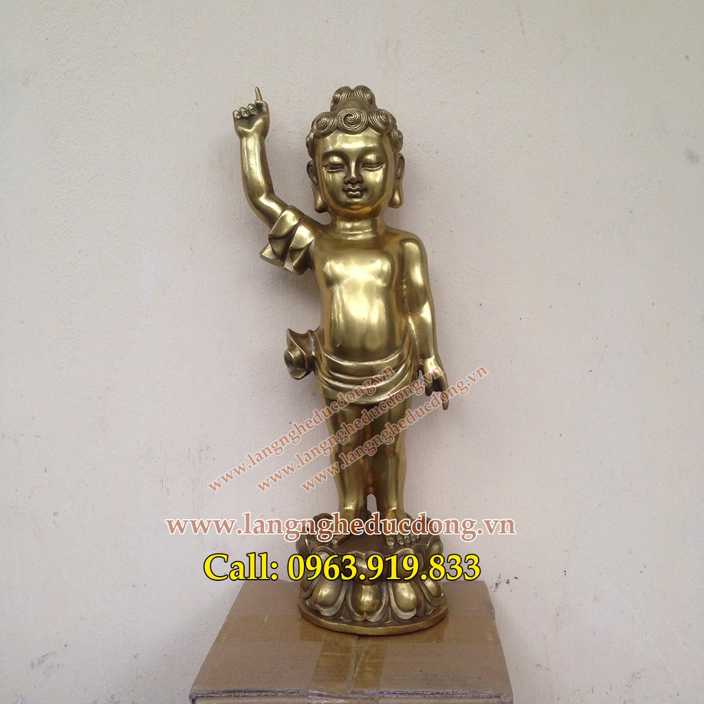 Tượng Thích ca mâu ni Phật Đản sanh chỉ thiên chỉ địa cao 25cm, tượng phật bằng đồng