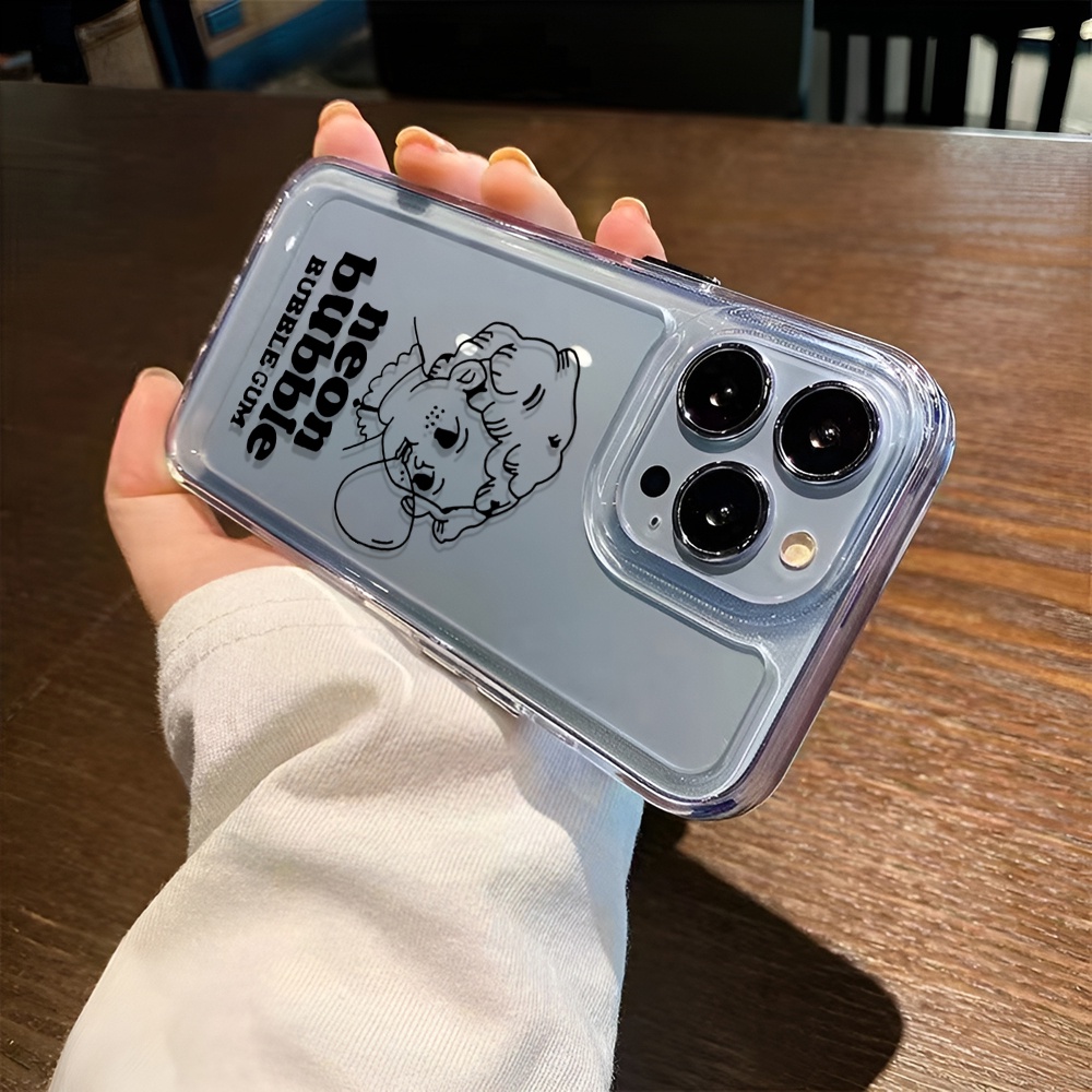 Ốp Điện Thoại Trong Suốt Hình Cô Gái Thổi Bong Bóng Cho iphone 14ProMax 14Plus 13 11 12 7Plus X XR XS Max 8 7