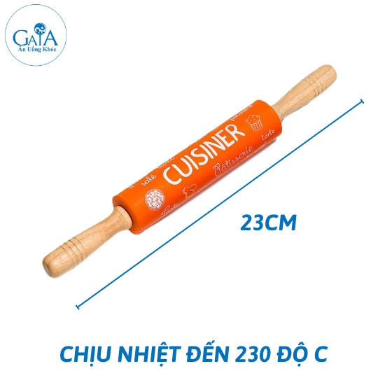 Rolling Pin - Cây Cán Bột Lăn Bột Lớn Dùng Để Làm Bánh Bằng Silicon In Chữ Màu Hồng/Xanh lá/Cam