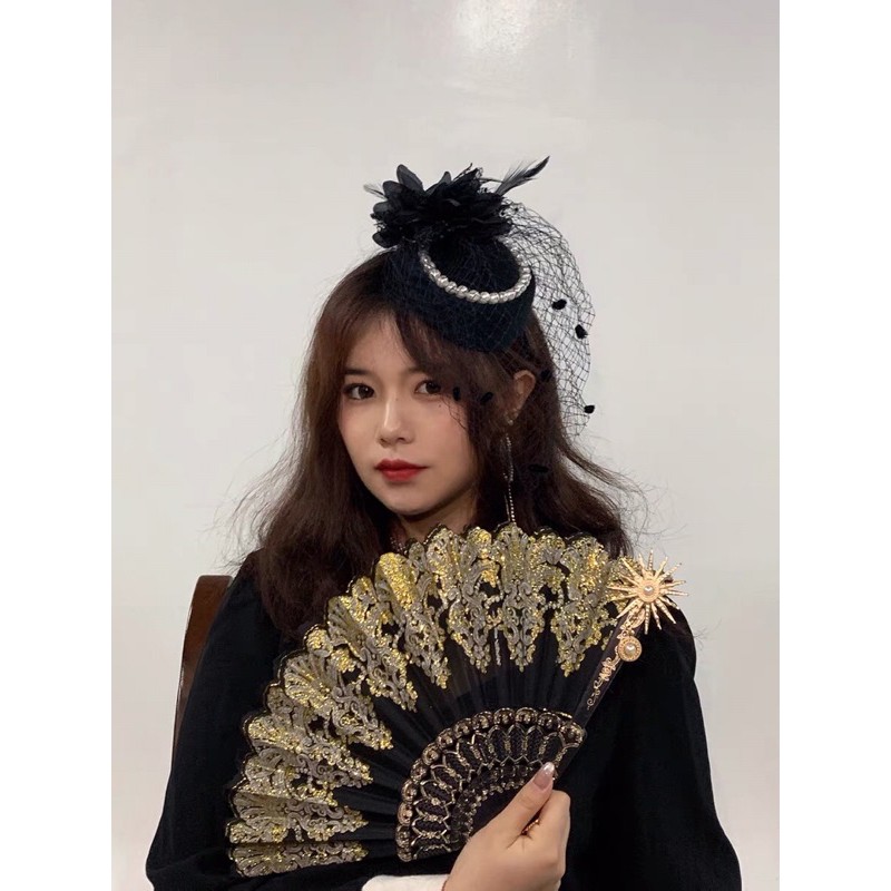 YASLC0059-Quạt ren hoa hồng mặt trời Cocoa Butter Handmade