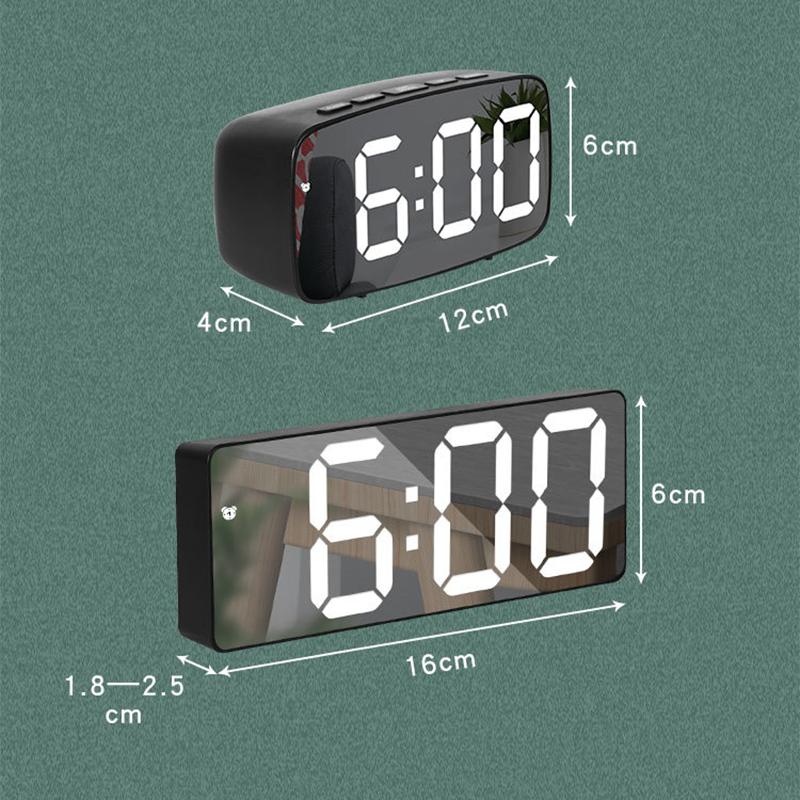 LED clock, Multi-function alarm clock, Mirror, Dimming, Voice control, Various styles to choose, Use AA battery/ USB power【YXC】