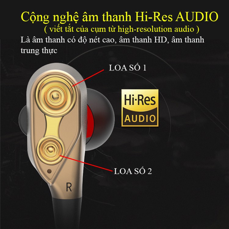 Tai nghe Loa Kép Hi-Res AUDIO - Tiếng Bass Sâu (K8) vàng