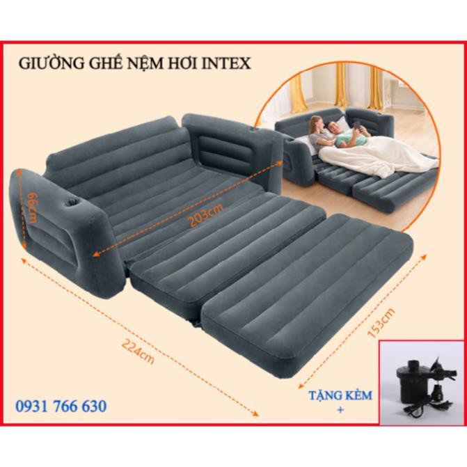 [SALE SỐC] [ MỚI 100% 2021 ] Giường ghế bằng nệm hơi đa năng Intex 224x203x66cm.Tặng kèm bơm hơi 3 đầu [Freeship 10k]