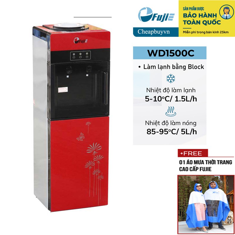 Cây nước nóng lạnh 2 vòi FujiE WD1500C ( lạnh Block cao cấp,khó vòi nóng,cửa kính mở)-Chính hãng bảo hành 2 năm