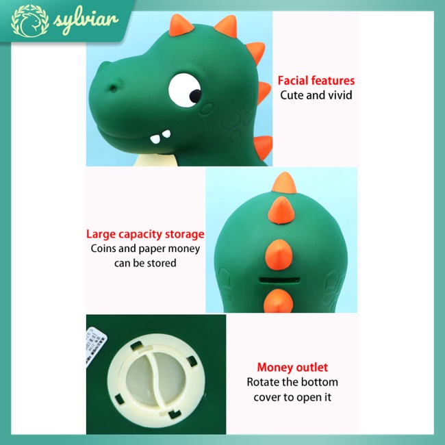 Hộp Đựng Tiền Tiết Kiệm Hình Khủng Long Hoạt Hình Cỡ Lớn Chống Rơi Vỡ