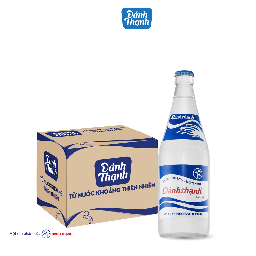 Lốc 2 chai Nước Khoáng Thiên Nhiên Có Ga Đảnh Thạnh chai thủy tinh 460ml