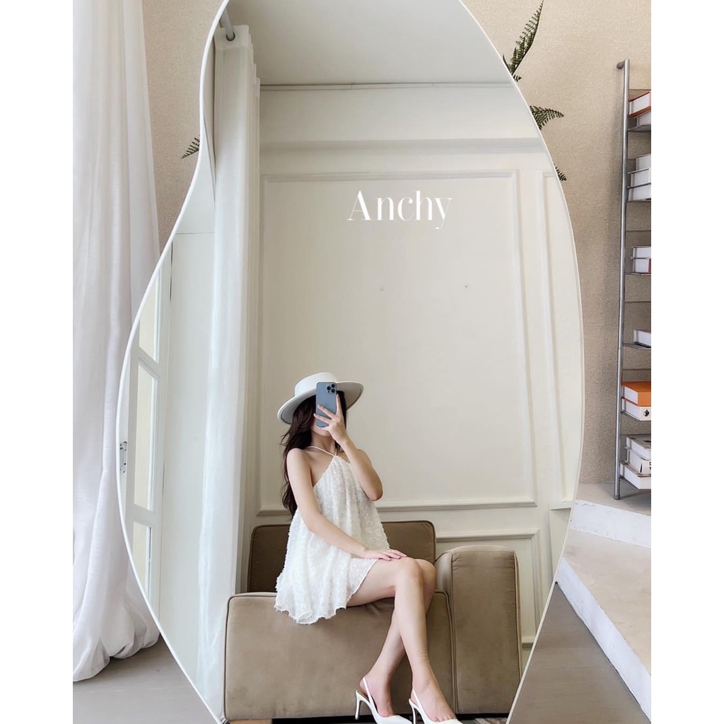 Váy Nữ Xòe, Đầm Cổ Tàu Họa Tiết Bướm Tay Phồng Xinh Xắn Nữ Tính Form Chuẩn Tôn Dáng Như Siêu Mẫu.