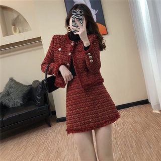 (SẴN) Set dạ tweed đỏ MVV