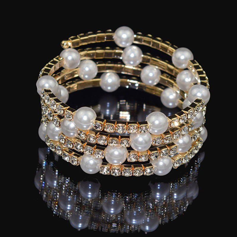 Vòng Tay Nhiều Lớp Đính Hạt Ngọc Trai Giả Xinh Xắn