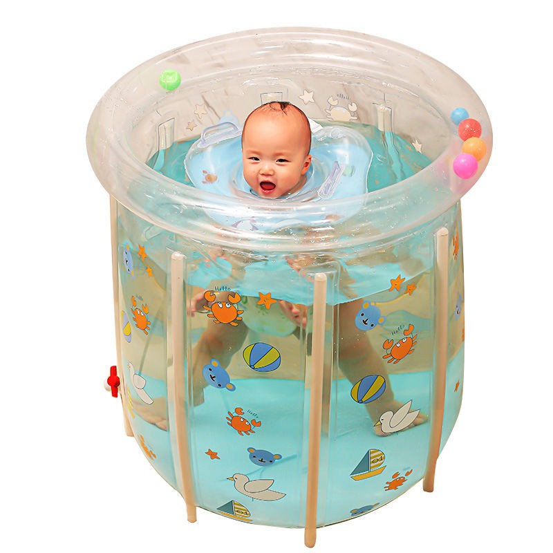 Xô bơi cho bé dày cách nhiệt Bể bơm hơi trong suốt Bồn tắm gấp trẻ sơ sinh