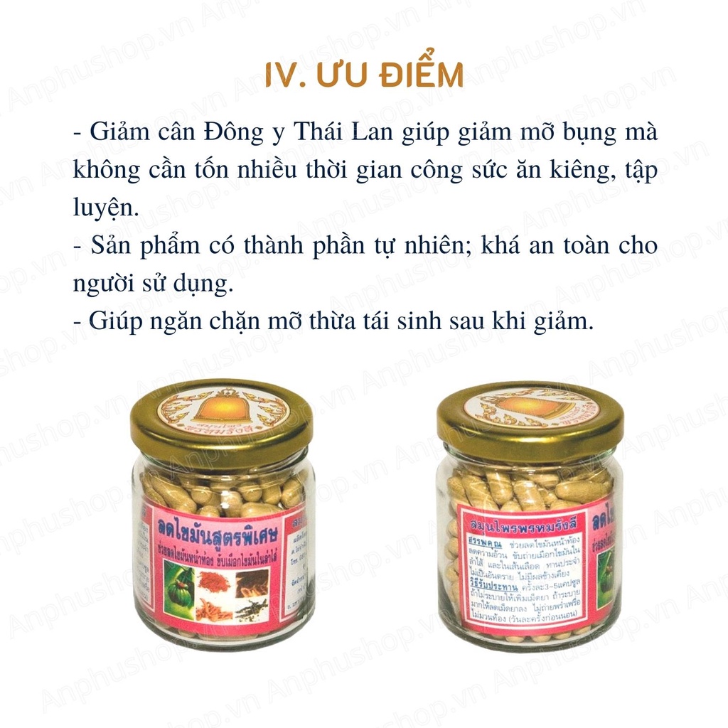 Giảm cân Đông Y, Khử mỡ Thái Lan 150 viên