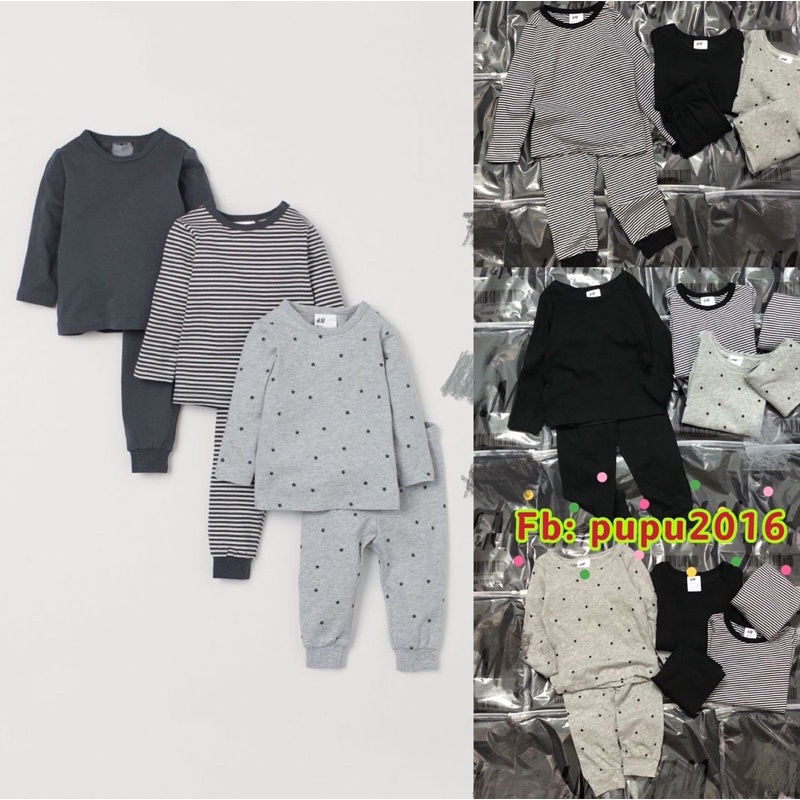 Set 3 bộ cotton dài tay Hm cho bé trai