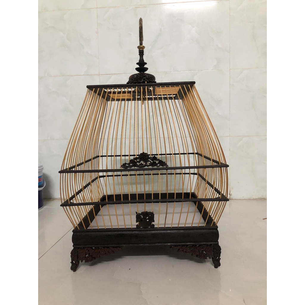 Khung lồng sing tự ráp gỗ mun đuôi công  chân quỳ họa tiết sắc nét vân đẹp cao cấp Phụ kiện Kabosa