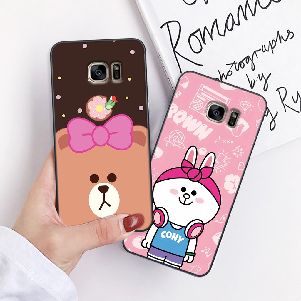 Ốp lưng điện thoại Samsung Galaxy S7 - S7 EDGE in hình gấu line cute- Doremistorevn