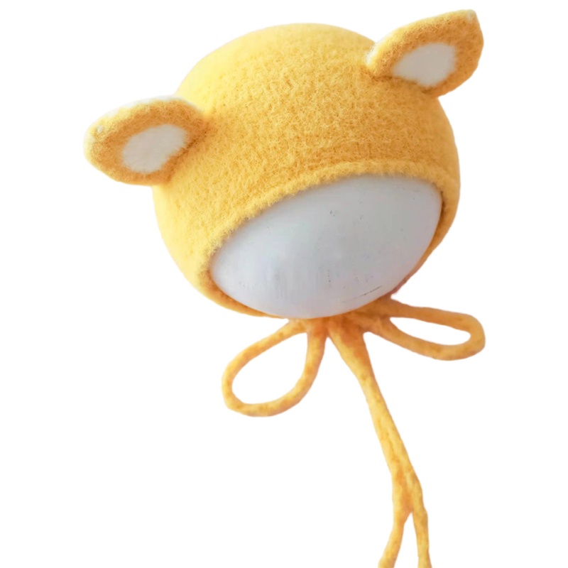 Mũ Beanie Dệt Kim Đính Tai Dễ Thương Dùng Làm Đạo Cụ Chụp Ảnh Cho Bé Sơ Sinh