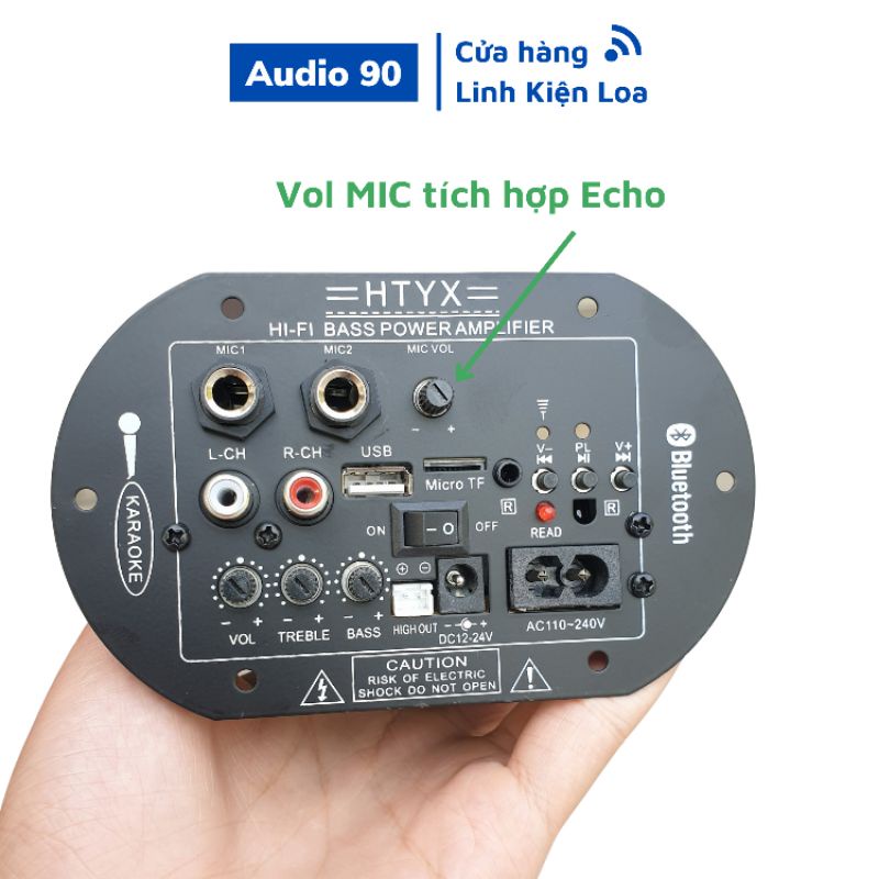 Mạch loa kéo 12v bluetooth hát kraoke full chức năng v2