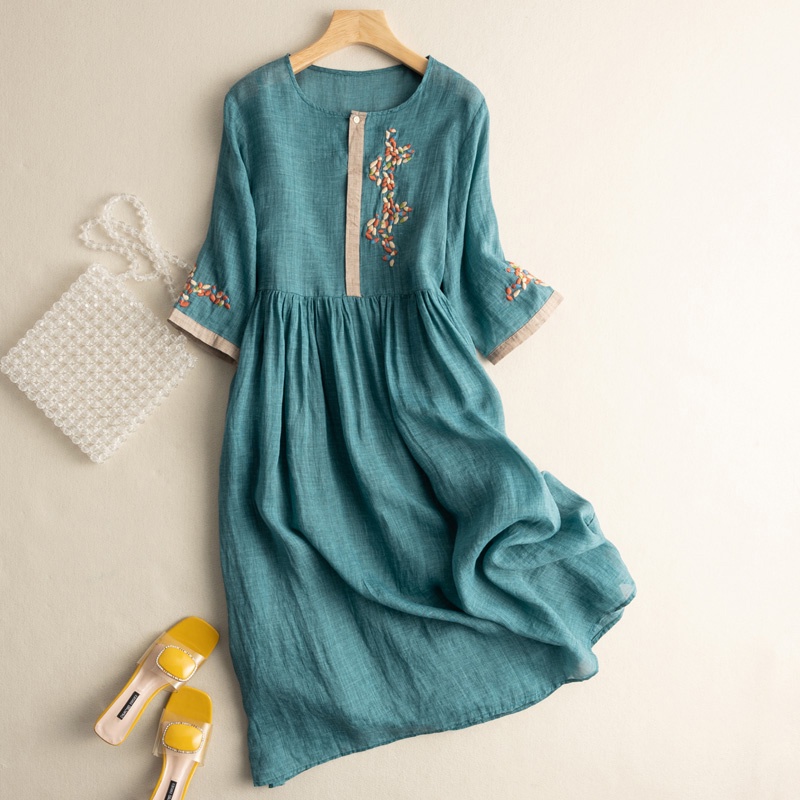 Áo Choàng Vải Lanh Cotton Tay Lửng Thêu Nhãn Hiệu Thương Hiệu Ice Brand Nhật Bản