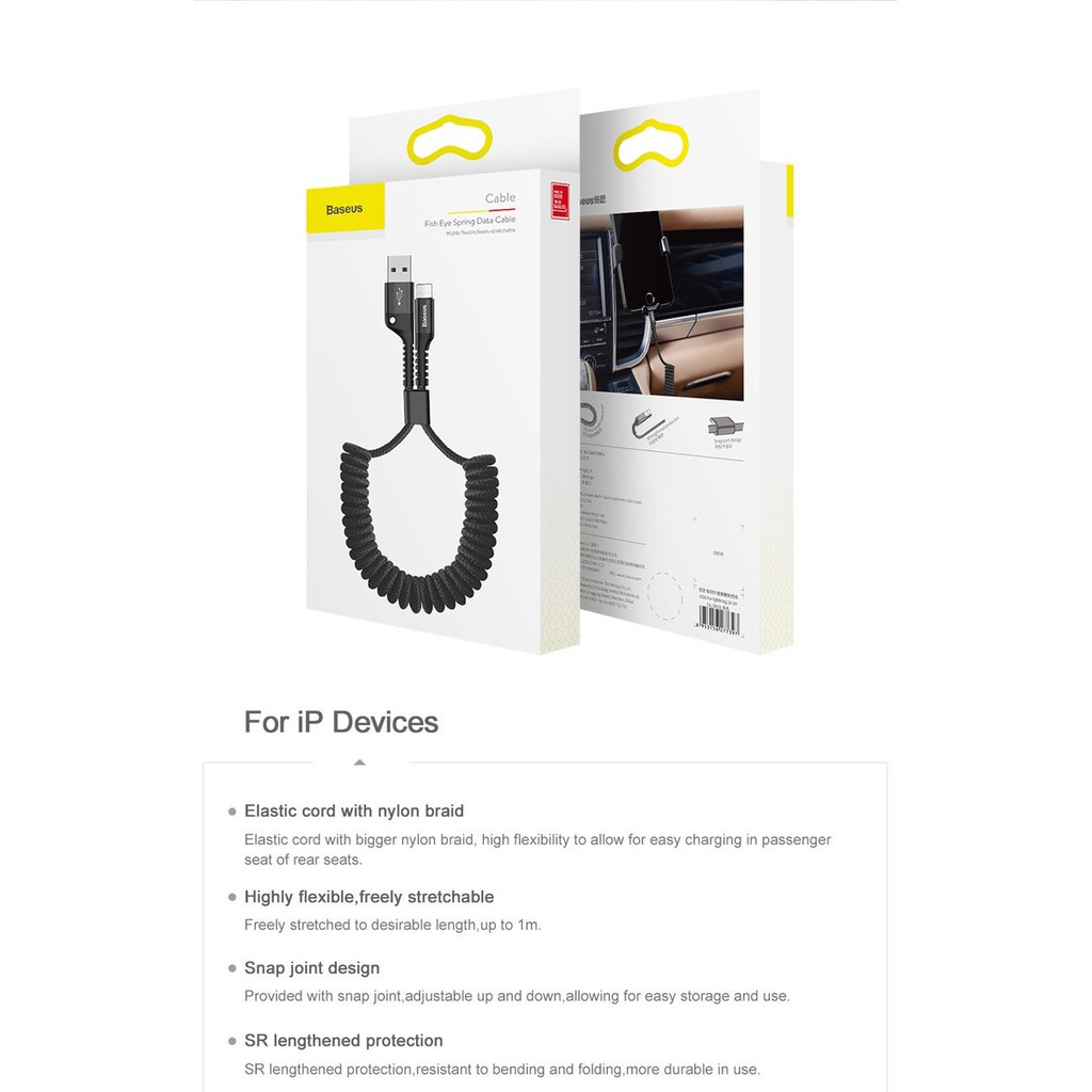 CÁP SẠC IPHONE, IPAD -BASEUS Fish Eye - MÀU ĐEN - AHA-BASEUS-FISHEYES-DEN